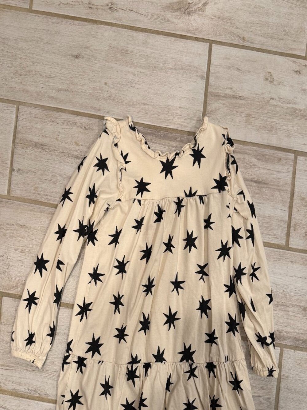 Tea Collection Black Star Tiered Long Sleeve Dress Size 5